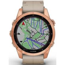 Garmin Fenix 7s Sapphire Solar Rose Gold Titanium / Limestone Leather Band